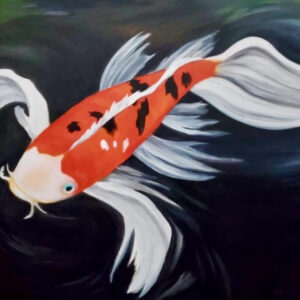 Orange Koi Fish Acrlic Portrait Painitng