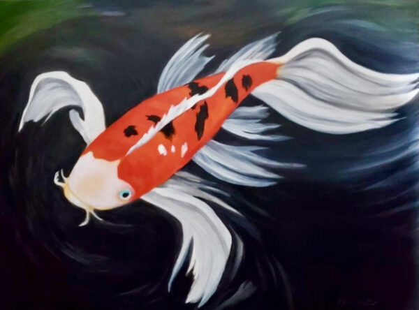 Orange Koi Fish Acrlic Portrait Painitng