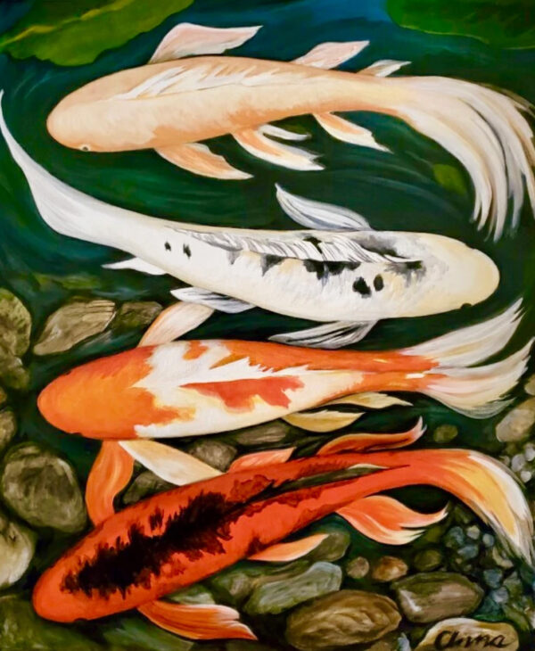 Four Koi Acrylic Painting in Victoria